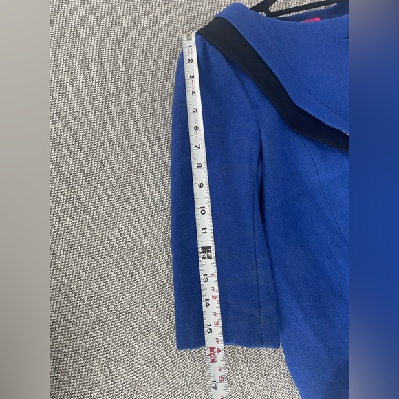 Lux Blue Pea Coat Asymmetrical Design Tailored Fit - Picture 7 of 16